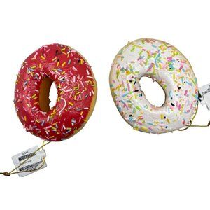 Kurt Adler sweet scoops pink white sprinkle donut ornaments set of 2  READ NEW